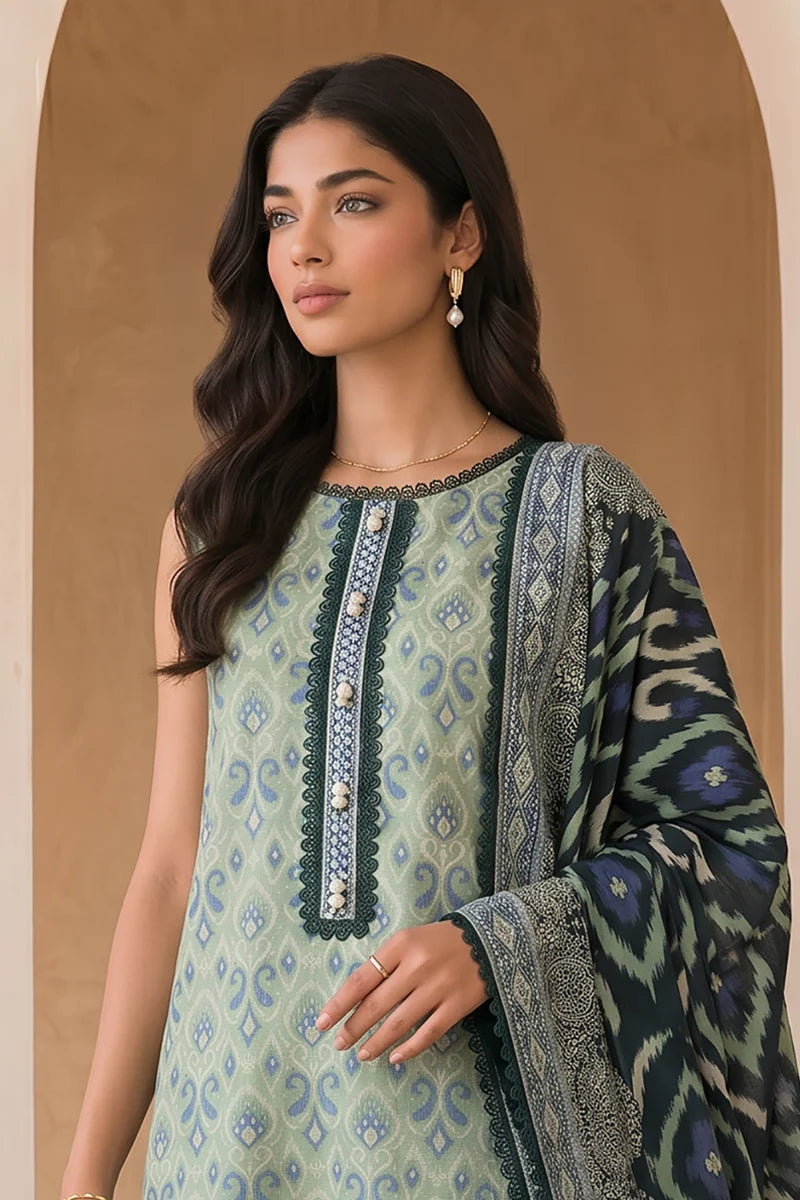 ZELLBURY | Printed Cotton 2PC Shirt Dupatta 0001