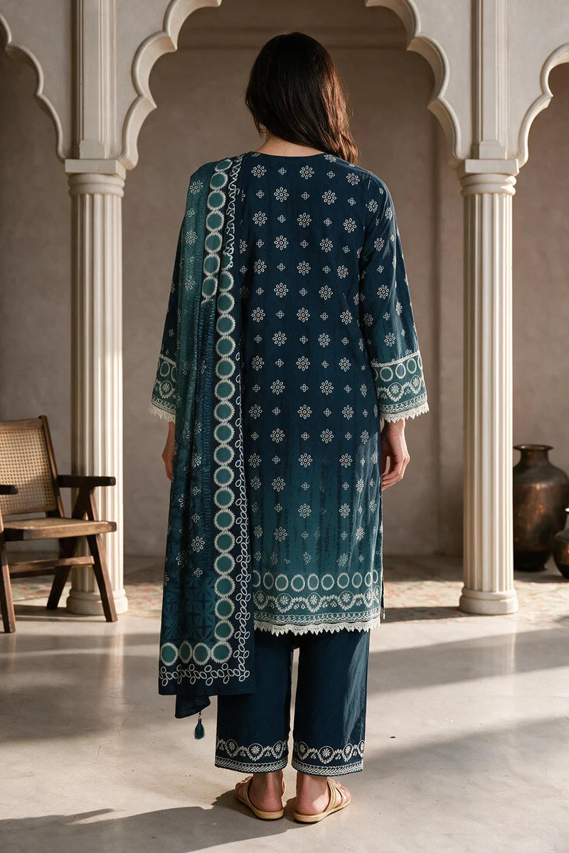 ZELLBURY | Printed Cotton 2PC Shirt Dupatta 0002
