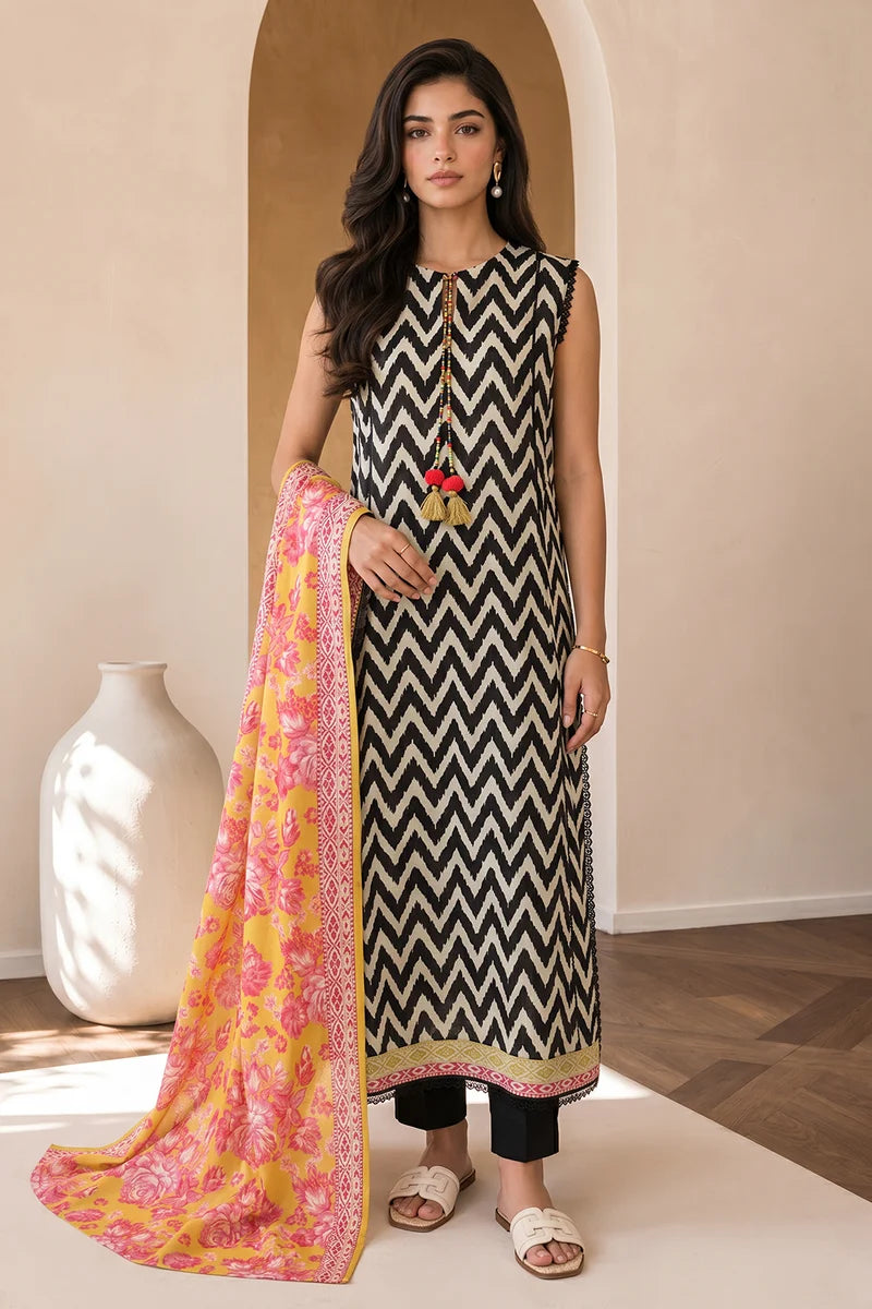 ZELLBURY | Printed Cotton 2PC Shirt Dupatta 0004