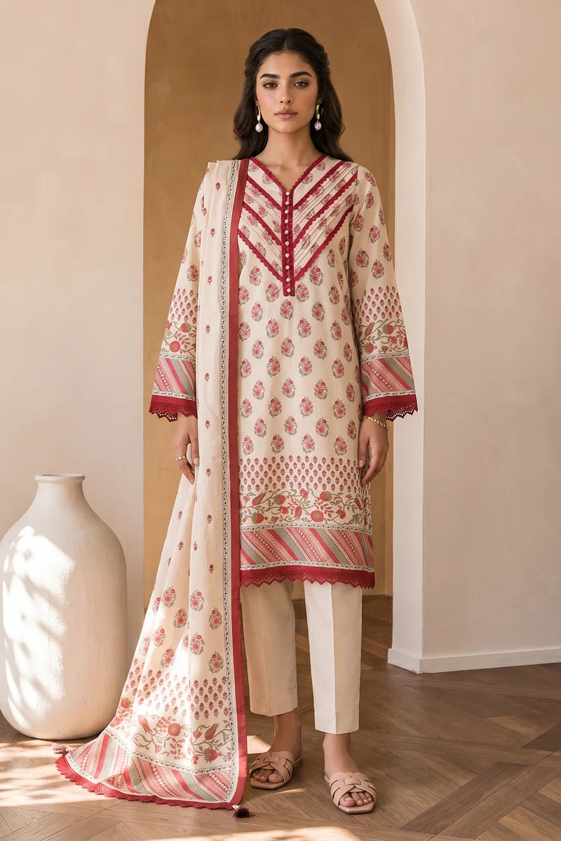 ZELLBURY | Printed Cotton 2PC Shirt Dupatta 0007