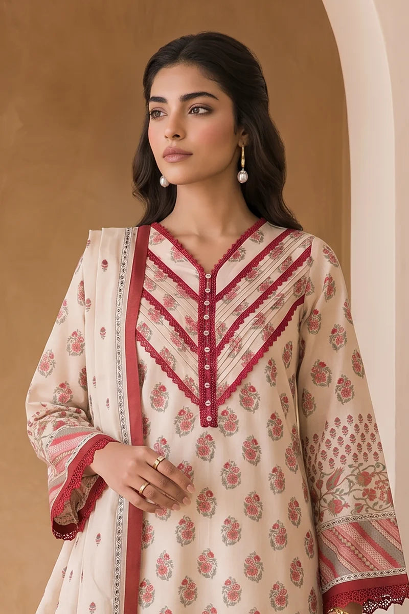 ZELLBURY | Printed Cotton 2PC Shirt Dupatta 0007