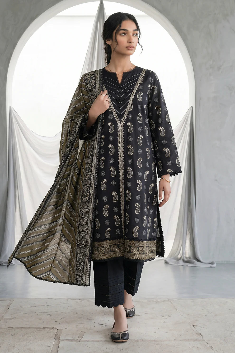 Zellbury 2PC Embroidered Shirt Dupatta 1068
