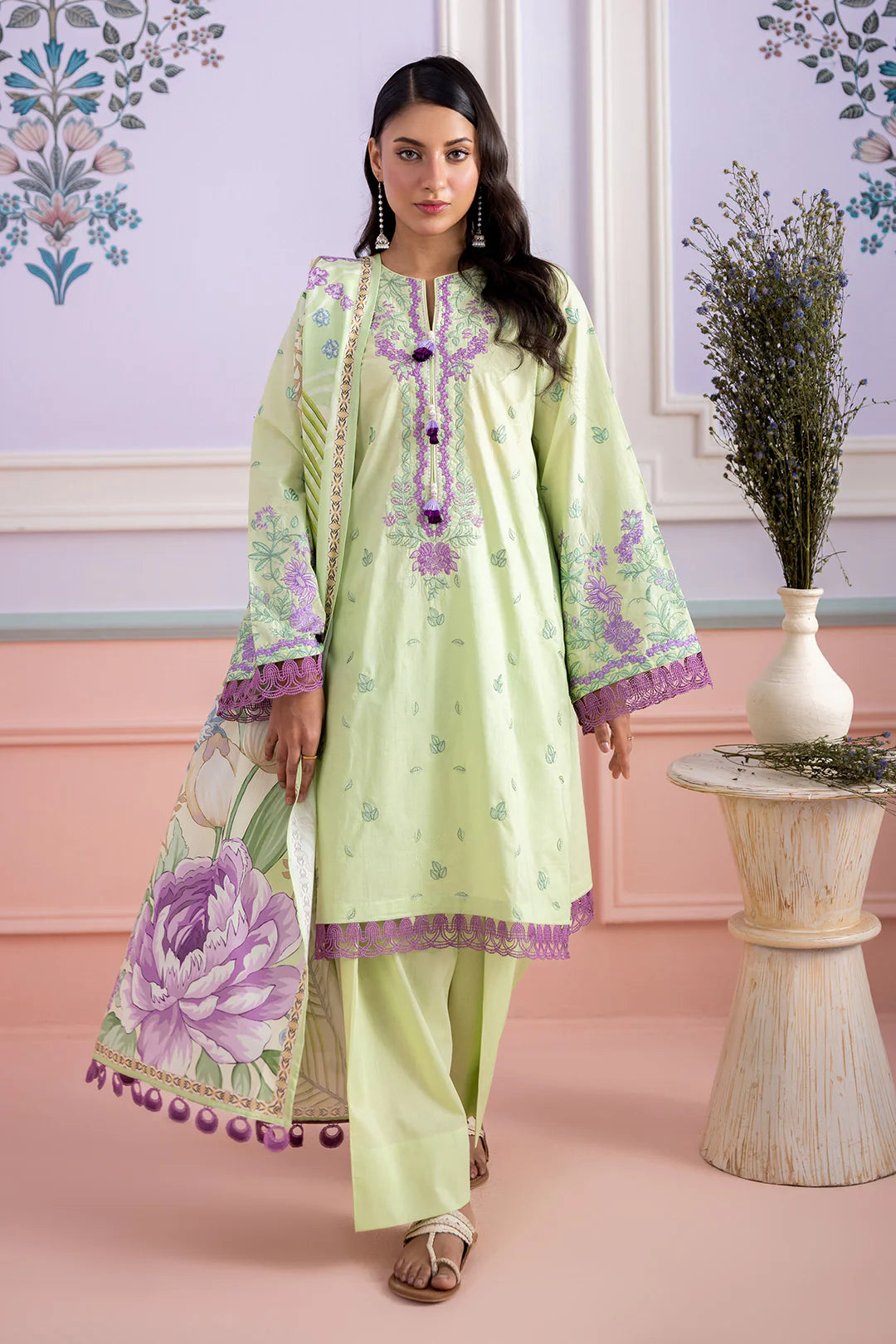 Zellbury 3PC Embroidered Shirt Shalwar Dupatta  0506