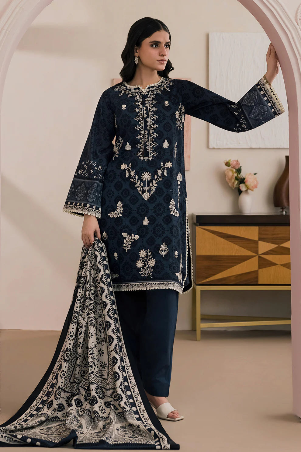 Zellbury 3PC Embroidered Shirt Shalwar Dupatta  0710