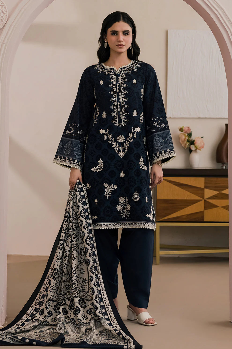 Zellbury 3PC Embroidered Shirt Shalwar Dupatta  0710