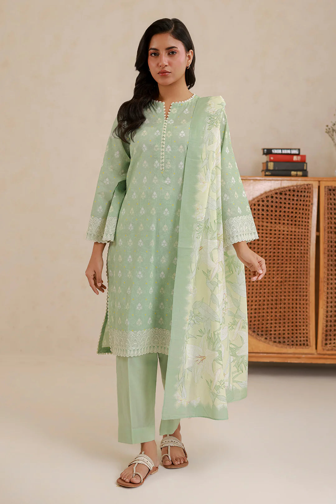 Zellbury 3PC Embroidered Shirt Shalwar Dupatta 0780
