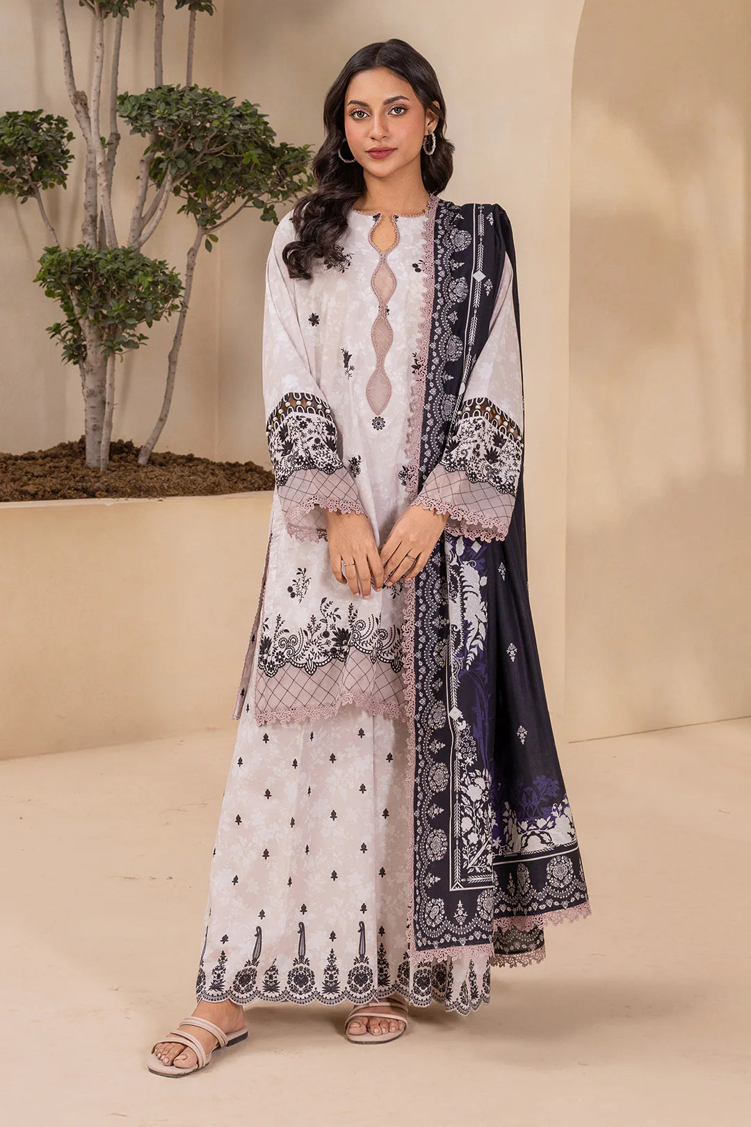 Zellbury 3PC Embroidered Shirt Shalwar Dupatta 0782