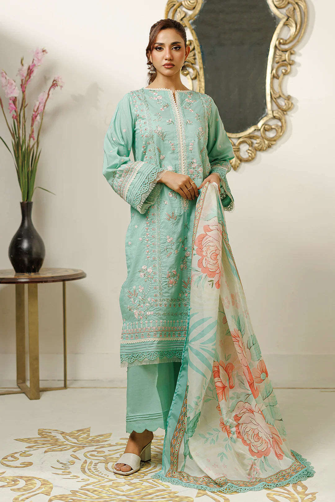 Zellbury 3PC Embroidered Shirt Shalwar Dupatta 0845