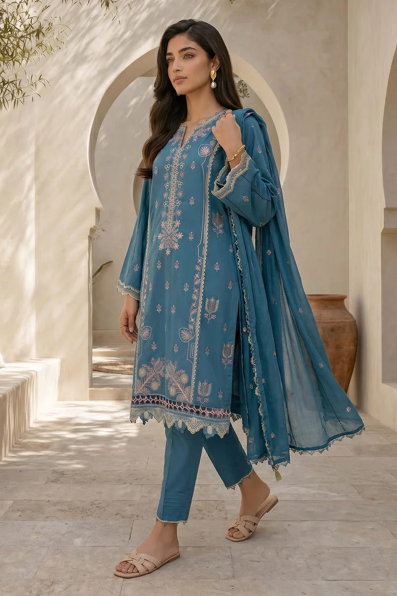 Zellbury 3PC Embroidered Shirt Shalwar Dupatta 0905