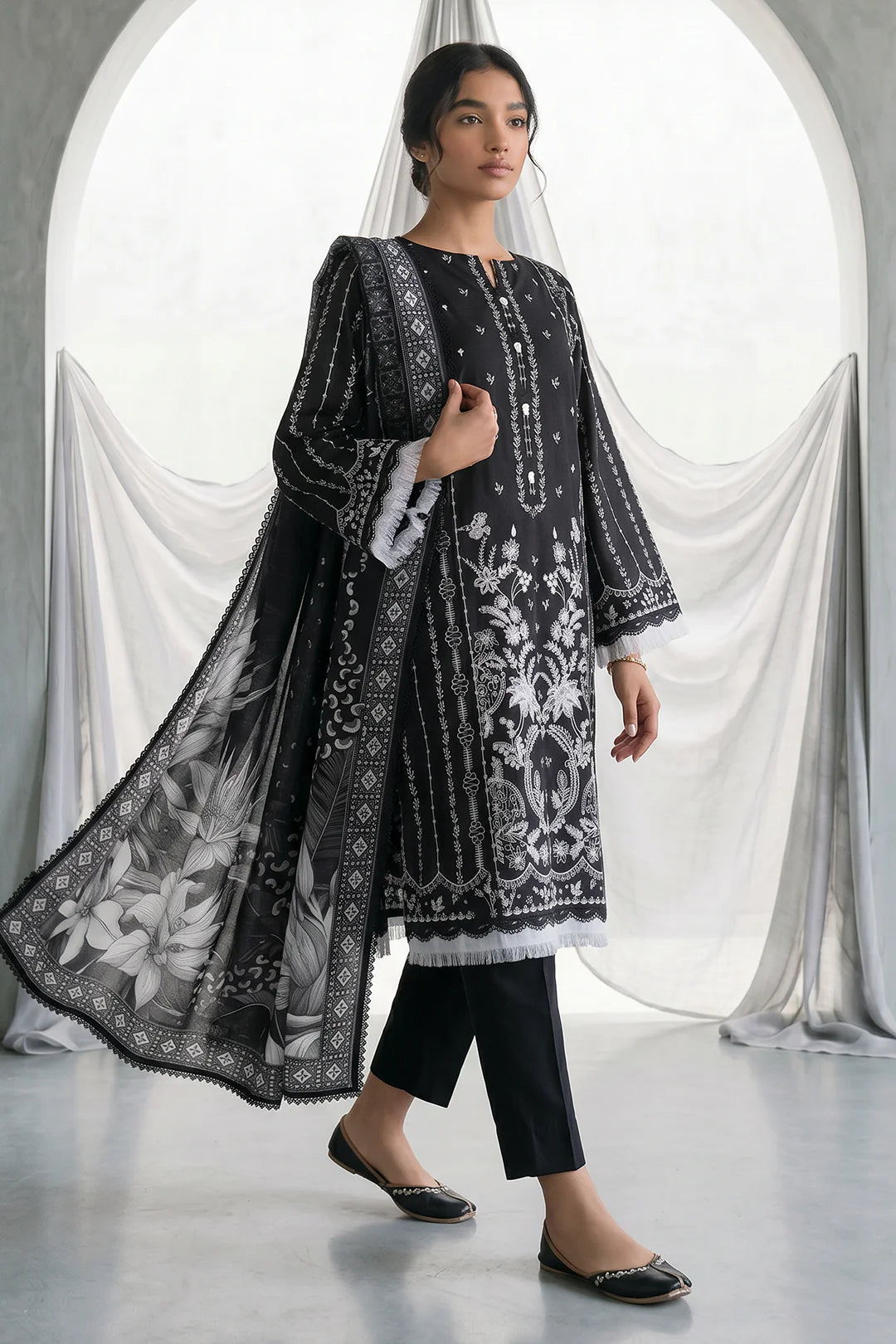 Zellbury 3PC Embroidered Shirt Shalwar Dupatta 1168