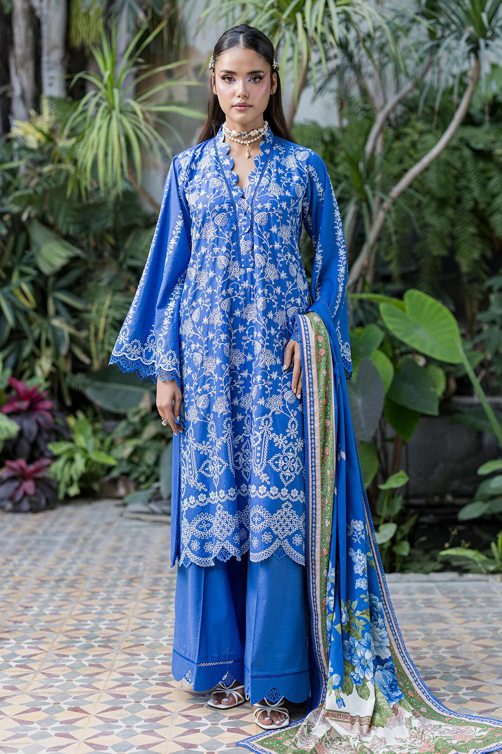 ZELLBURY ChikanKari Embroidered Shirt Shalwar Dupatta 3PC 4079