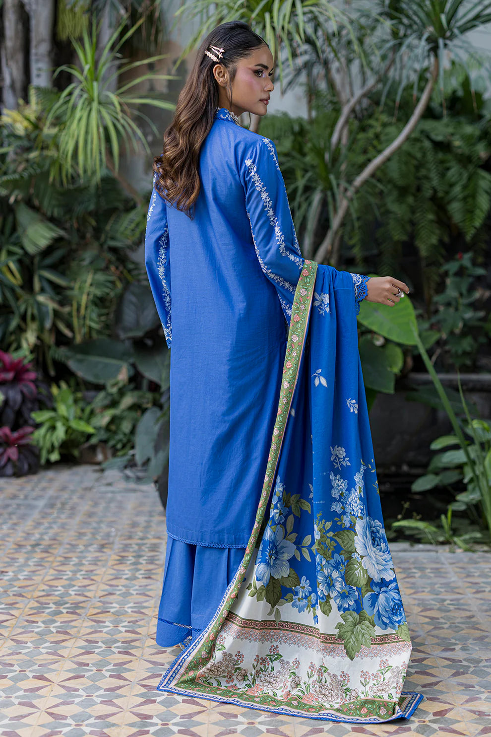 ZELLBURY ChikanKari Embroidered Shirt Shalwar Dupatta 3PC 4079