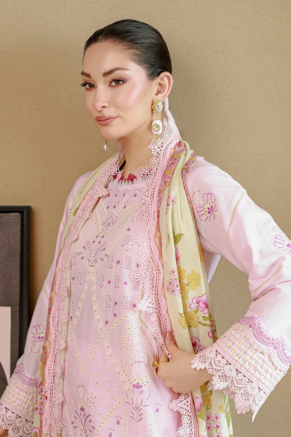 ZELLBURY ChikanKari Embroidered Shirt Shalwar Dupatta 3PC 4080