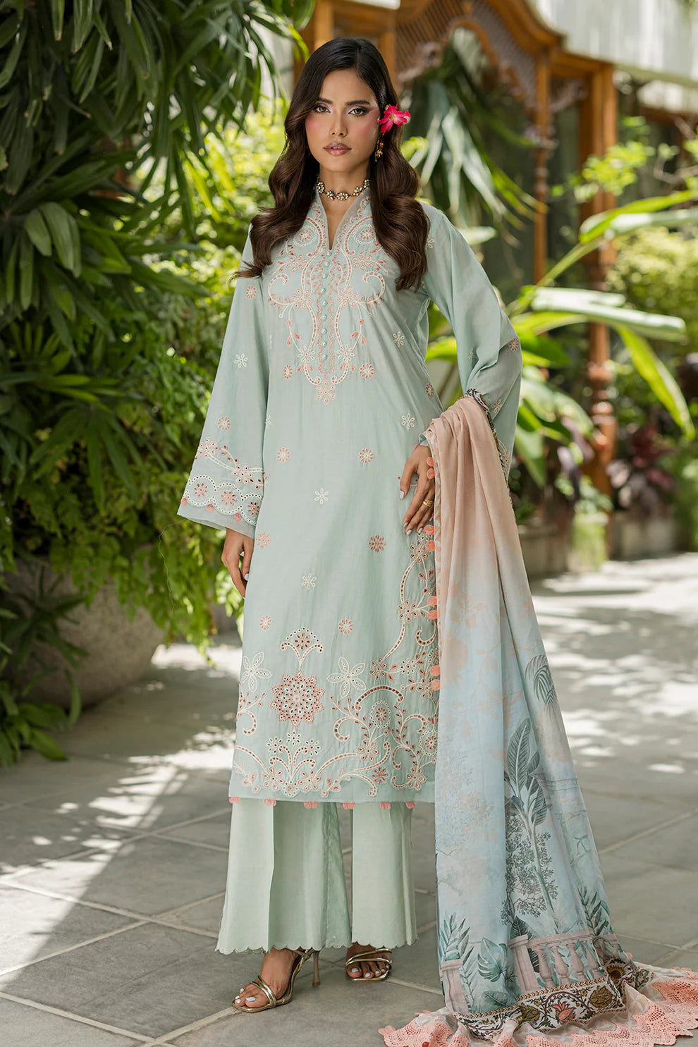ZELLBURY ChikanKari Embroidered Shirt Shalwar Dupatta 3PC 4086