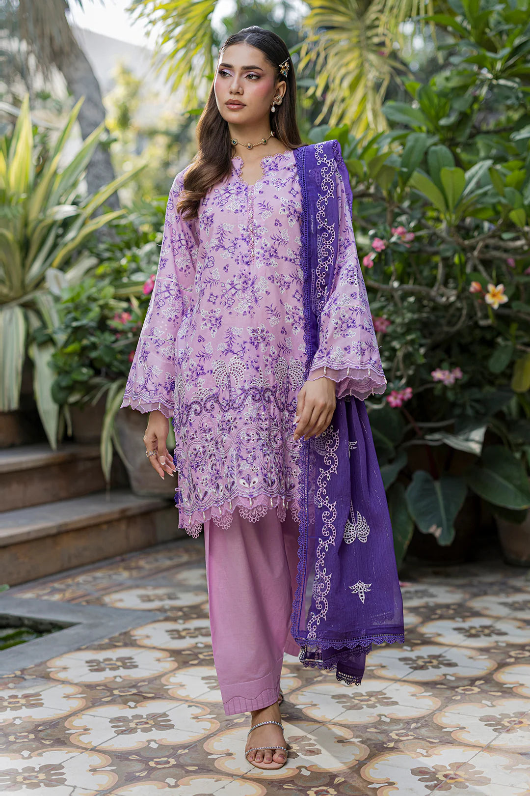 ZELLBURY | ChikanKari 3PC Embroidered Shirt Shalwar Dupatta