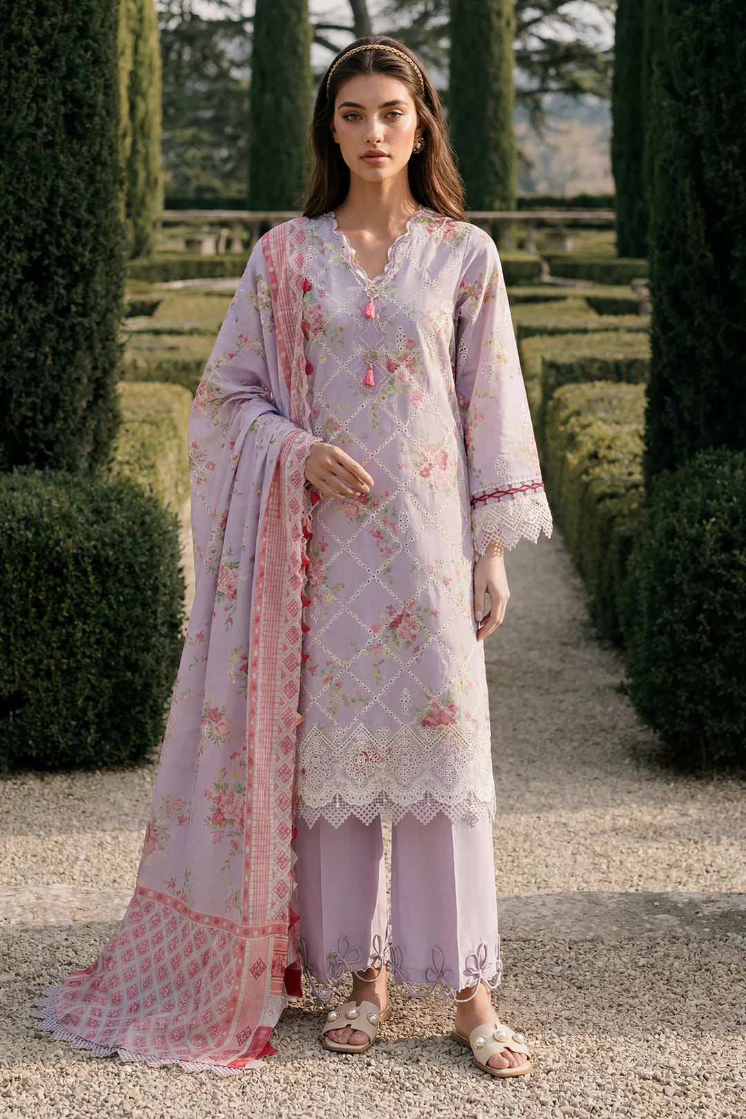 ZELLBURY | ChikanKari 3PC Embroidered Shirt Shalwar Dupatta