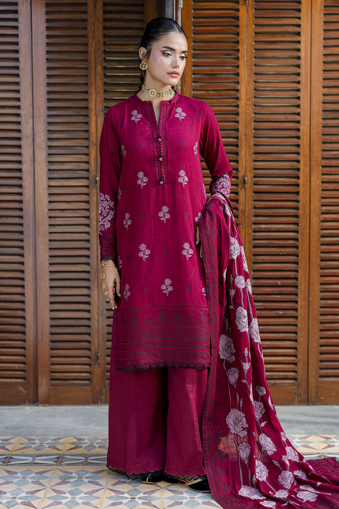 Zellbury 3PC Jacquard Shirt Shalwar Dupatta  0855