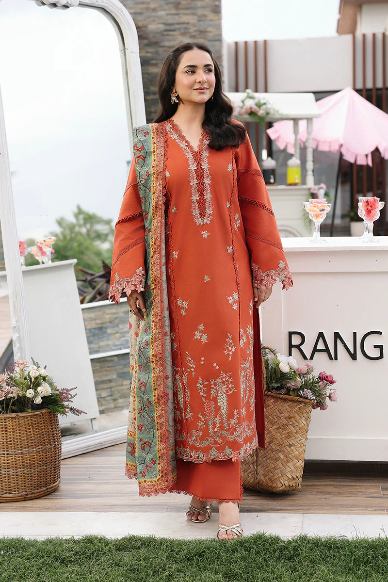 Premium Embroidered Zahra 3PC Unstitched Lawn By Rang Rasiya