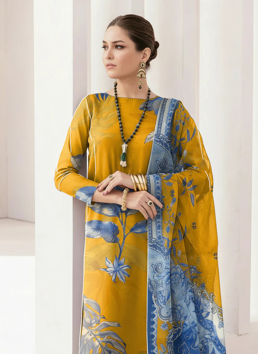 Sunlit Sapphire Unstitched 3PC Lawn By House Of Lala
