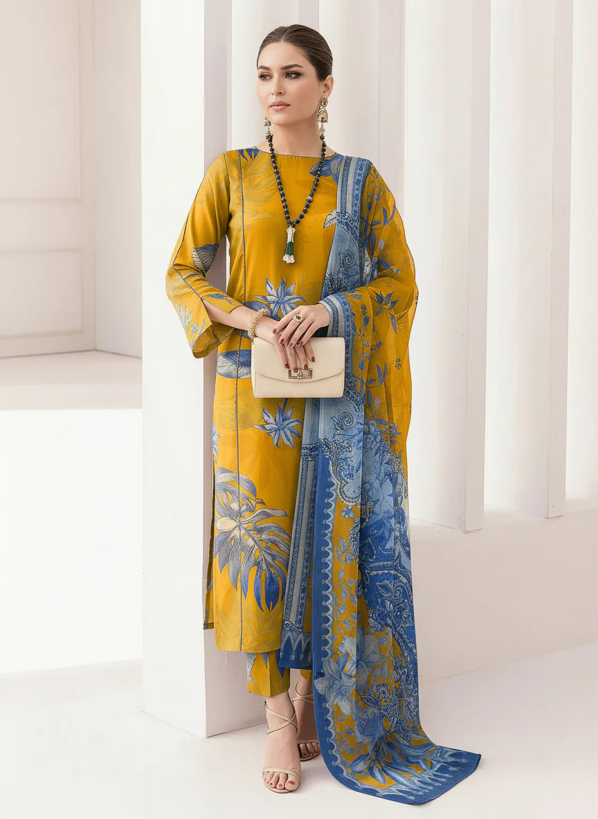 Sunlit Sapphire Unstitched 3PC Lawn By House Of Lala