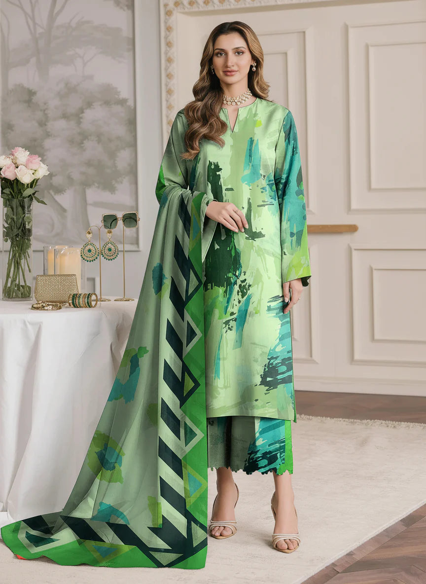 Olive Bloom Unstitched 3PC Lawn By House Of Lala