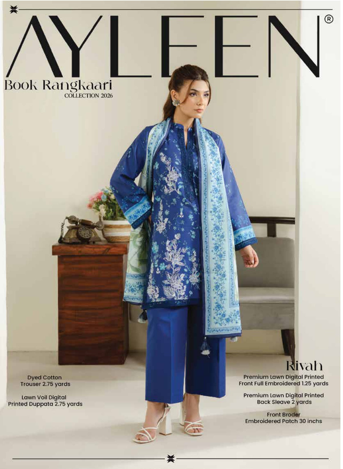 Premium Embroidered 3PC Lawn #12