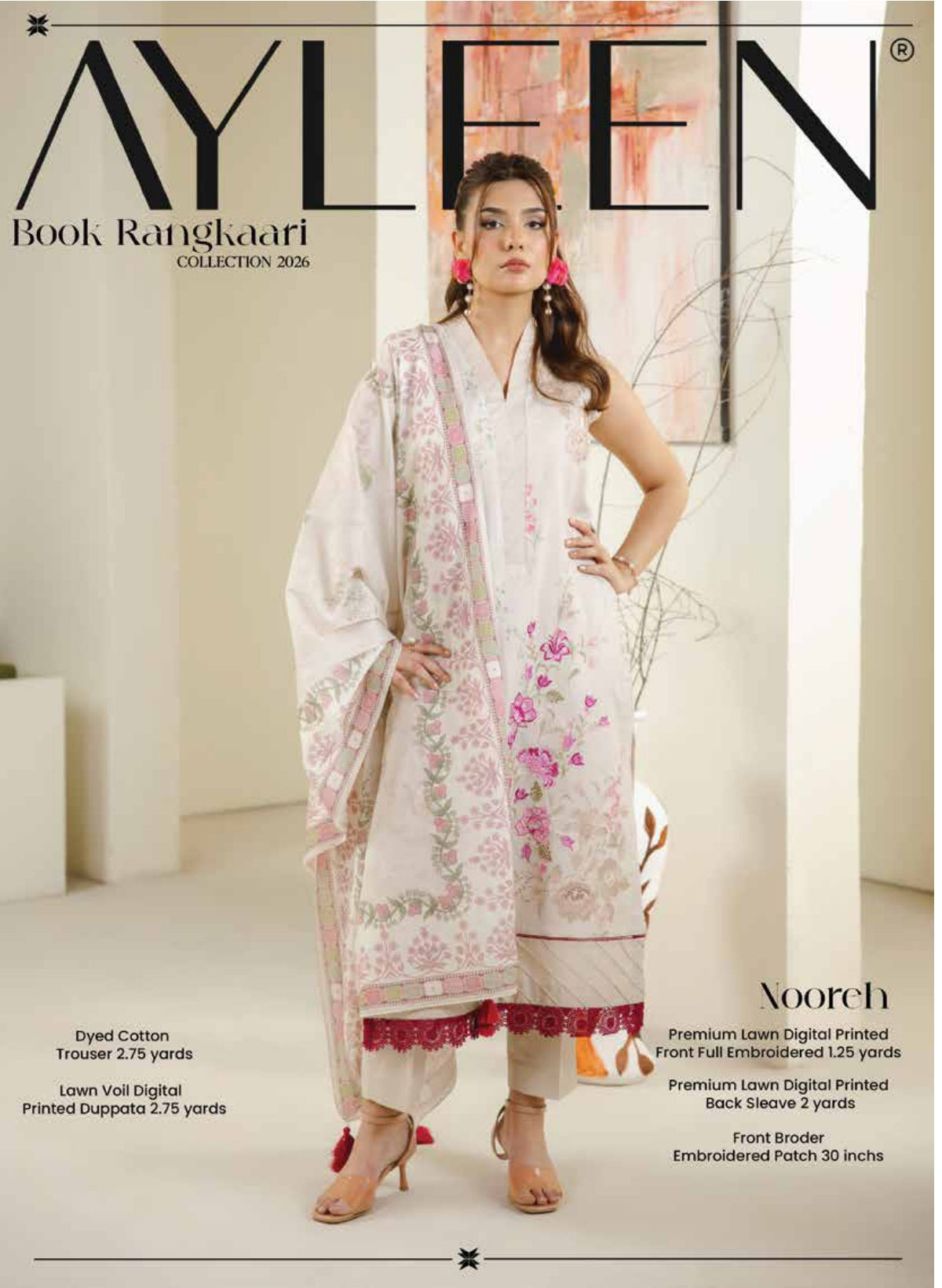 Premium Embroidered 3PC Lawn #4